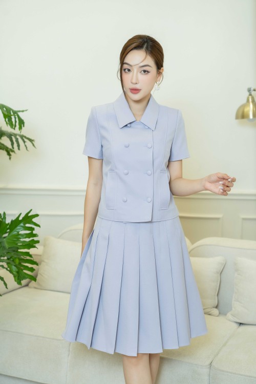 Sixdo Light Purple Knife Pleated Mini Skirt (Chân váy)